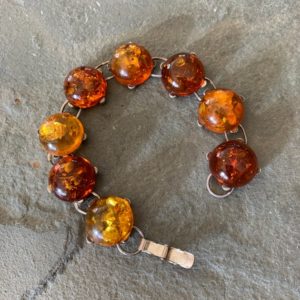 Shop Amber Bracelets! Vintage Baltic Amber Cabochon Bracelet with Sterling Silver | Natural genuine Amber bracelets. Buy crystal jewelry, handmade handcrafted artisan jewelry for women.  Unique handmade gift ideas. #jewelry #beadedbracelets #beadedjewelry #gift #shopping #handmadejewelry #fashion #style #product #bracelets #affiliate #ad
