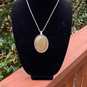 Shop Picture Jasper Pendants! Vintage Picture Jasper Pendant set in Sterling Silver | Natural genuine Picture Jasper pendants. Buy crystal jewelry, handmade handcrafted artisan jewelry for women.  Unique handmade gift ideas. #jewelry #beadedpendants #beadedjewelry #gift #shopping #handmadejewelry #fashion #style #product #pendants #affiliate #ad