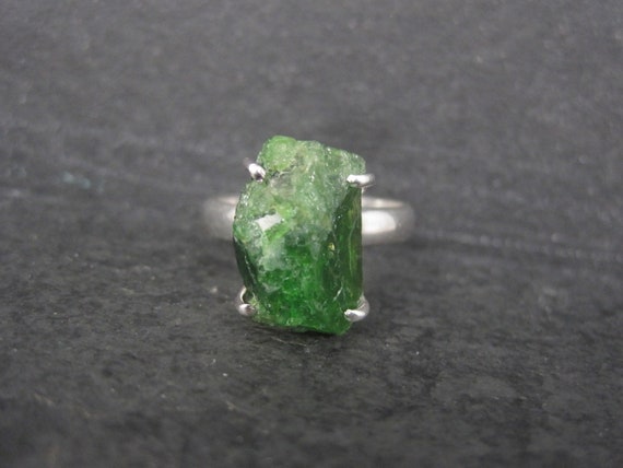 Vintage Sterling Raw Chrome Diopside Ring Size 8
