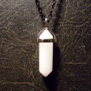 White Jade Milk Quartz Double Terminated Crystal Wand Necklace | Natural genuine Jade necklaces. Buy crystal jewelry, handmade handcrafted artisan jewelry for women.  Unique handmade gift ideas. #jewelry #beadednecklaces #beadedjewelry #gift #shopping #handmadejewelry #fashion #style #product #necklaces #affiliate #ad