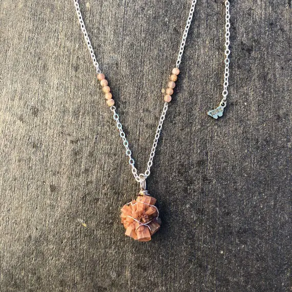 Wire-wrapped Aragonite Necklace