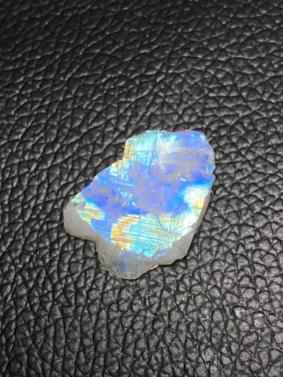 Wow ~ Amazing Multi Blue Fire White Rainbow Moonstone Raw Rough Cabochon Both Side Polish Loose Gemstone Size - 17x25x7 Mm. Fancy Shape.!!