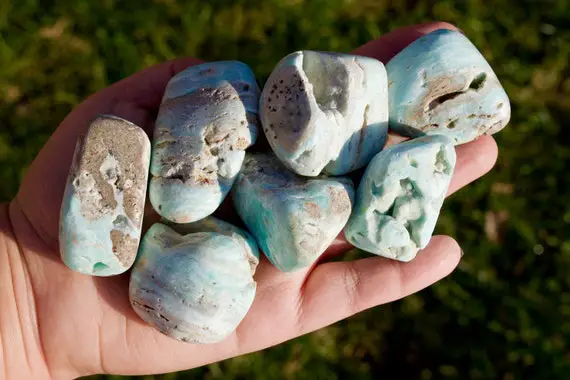 Xl Blue Aragonite Tumbled Stones | Caribbean Calcite