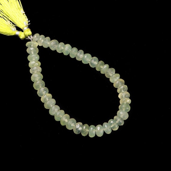 Prehnite Faceted Rondelle Beads, Prehnite Rondelle Beads, Prehnite Handmade Jewelry Making Gemstone Beads, 8 Inch Strand, Sku1942