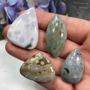 Shop Ocean Jasper Cabochons! You Choose Orbicular Ocean Jasper Cabochons, Pendants | Natural genuine stones & crystals in various shapes & sizes. Buy raw cut, tumbled, or polished gemstones for making jewelry or crystal healing energy vibration raising reiki stones. #crystals #gemstones #crystalhealing #crystalsandgemstones #energyhealing #affiliate #ad