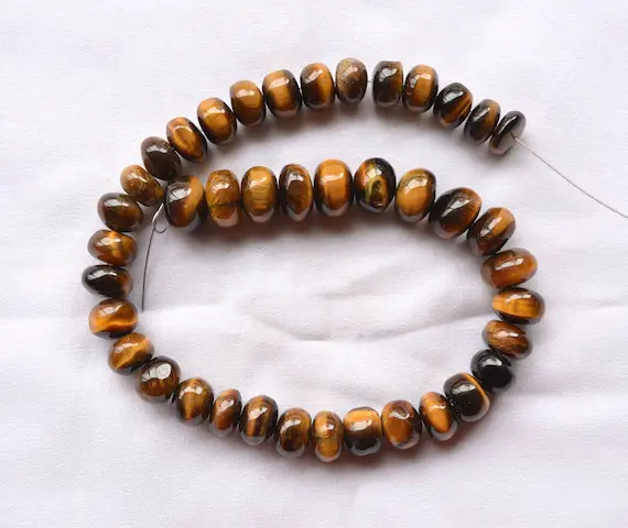 Tiger's Eye Rondelles Beads, 10mm To 12mm, Plain Tiger's Eye Beads, Tiger's Eye Gemstone Beads, Gemstone For Jewelry, 11.5 Inch Strand