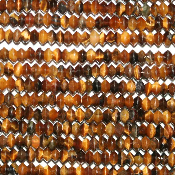 15" St Tiger Eye Faceted Rondelle Beads 3x2mm- Strand 39cm.