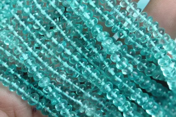 16 Inch Long Strand Smooth Apatite Rondelle Beads 1 X 3 -- 3 X 5 Mm Approx