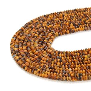 Shop Tiger Eye Rondelle Beads! 3x2MM Yellow Cognac Tiger Eye Gemstone Grade AA Bicone Faceted Rondelle Saucer Loose Beads BULK LOT 1,2,6,12 and 50 (P1) | Natural genuine rondelle Tiger Eye beads for beading and jewelry making.  #jewelry #beads #beadedjewelry #diyjewelry #jewelrymaking #beadstore #beading #affiliate #ad