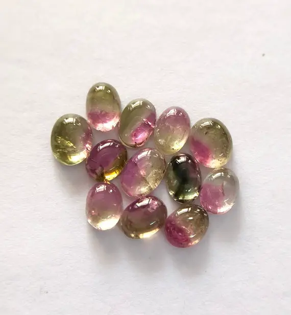 4.75 Carat Natural Bi-colour Tourmaline Cabochon 4x5 Mm Oval Good Quality Loose Gemstone For Jewellery Making At Wholesale Price