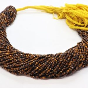 Shop Tiger Eye Rondelle Beads! 5 Strand AAA Natural Tiger Eye Faceted Rondelle Beads, 2 MM Tiger Eye Gemstone Beads, 13 Inch Faceted Tiger Eye Rondelle Beads | Natural genuine rondelle Tiger Eye beads for beading and jewelry making.  #jewelry #beads #beadedjewelry #diyjewelry #jewelrymaking #beadstore #beading #affiliate #ad