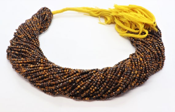 5 Strand Aaa Natural Tiger Eye Faceted Rondelle Beads, 2 Mm Tiger Eye Gemstone Beads, 13 Inch Faceted Tiger Eye Rondelle Beads
