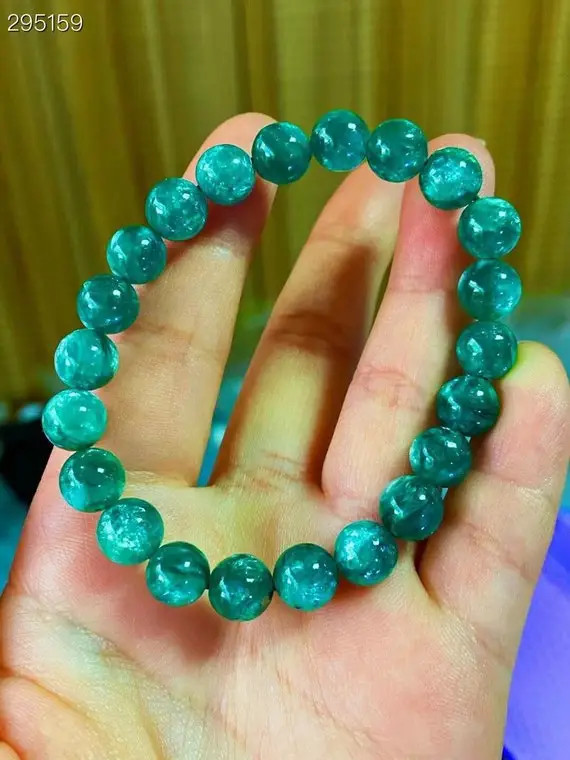 8.5mm Natural Green Emerald Round Beads Bracelet Green Gemstone Emerald Beads Bracelet  Women And Men Gemstone Bracelet