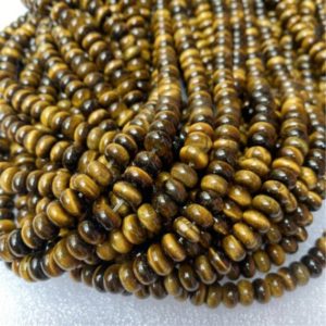 Shop Tiger Eye Rondelle Beads! 8x5mm Tiger Eye Rondelle Beads, Yellow Tiger Eye Stone Beads , Supplies , Findings | Natural genuine rondelle Tiger Eye beads for beading and jewelry making.  #jewelry #beads #beadedjewelry #diyjewelry #jewelrymaking #beadstore #beading #affiliate #ad