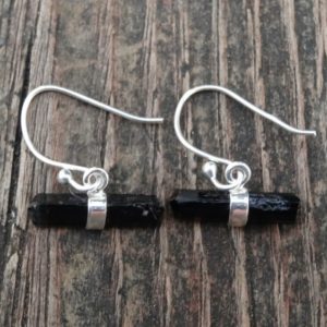 Shop Tourmaline Earrings! 925 – Raw Black Tourmaline Point Earrings, Sterling Silver, Natural Stone Black Tourmaline Dangle Earrings, Tourmaline point earrings dainty | Natural genuine Tourmaline earrings. Buy crystal jewelry, handmade handcrafted artisan jewelry for women.  Unique handmade gift ideas. #jewelry #beadedearrings #beadedjewelry #gift #shopping #handmadejewelry #fashion #style #product #earrings #affiliate #ad