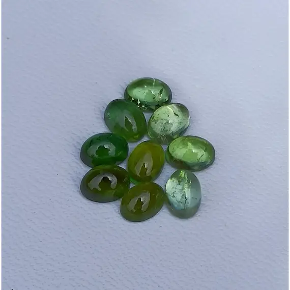 Aaa Green Tourmaline Cabochon Oval Shape 7mm×5mm Size  Natural And Excellent Making Loose Gemstone