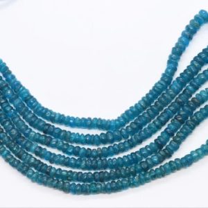 Shop Apatite Rondelle Beads! AAA Natural Neon Apatite Smooth Rondelle Beads, 5-6 MM Dark Blue Apatite Beads, 15 Inch Smooth Neon Apatite Rondelle Beads | Natural genuine rondelle Apatite beads for beading and jewelry making.  #jewelry #beads #beadedjewelry #diyjewelry #jewelrymaking #beadstore #beading #affiliate #ad
