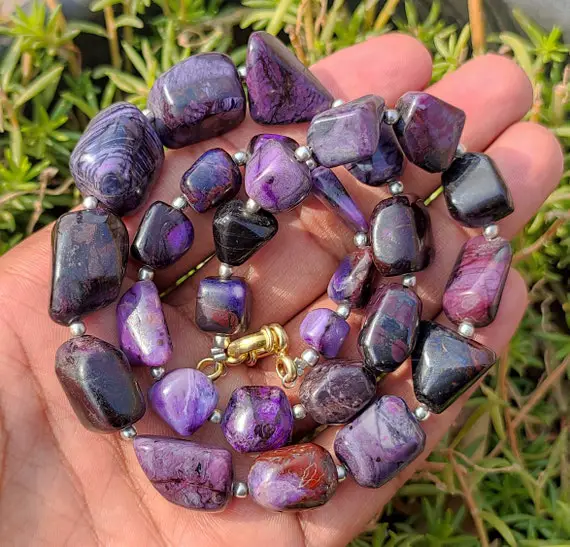 Amazing.! Rare Sugilite Necklace - Natural Sugilite Stone - Rare Sugilite - Healing Crystal - Old Wessels Mine Sugilite - South Africa