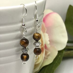 Shop Tiger Eye Earrings! Dainty Tiger Eye Earrings, Tiger Eye Gemstone Drop Earrings, Healing Gemstone Jewelry, Silver Tiger Eye Earrings, Tiger Eye Earrings, UK | Natural genuine Tiger Eye earrings. Buy crystal jewelry, handmade handcrafted artisan jewelry for women.  Unique handmade gift ideas. #jewelry #beadedearrings #beadedjewelry #gift #shopping #handmadejewelry #fashion #style #product #earrings #affiliate #ad