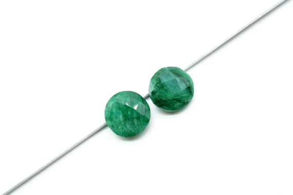 Emerald Faceted Beads,10mm Coin Round Stone Beads,emerald Disk Gemstone Briolettes,emerald Coin Faceted Beads,side Drill Coin
