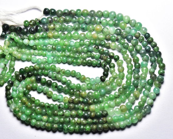 Emerald Round Beads - 13 Inches - Natural Beautiful Emerald Smooth Balls Round Beads Strand -  Size Is 3- 4mm #2330