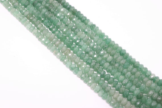 Faceted Green Aventurine Rondelle Bead Strand (15.5 Inches Long)