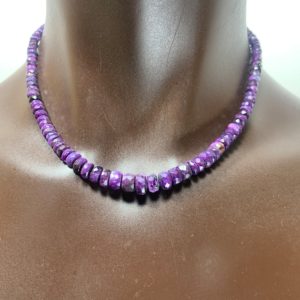 Shop Sugilite Jewelry! Faceted Purple Sugilite Necklace With Sterling Silver clasp/19.5 Inches | Natural genuine Sugilite jewelry. Buy crystal jewelry, handmade handcrafted artisan jewelry for women.  Unique handmade gift ideas. #jewelry #beadedjewelry #beadedjewelry #gift #shopping #handmadejewelry #fashion #style #product #jewelry #affiliate #ad