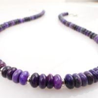 Fantastic Genuine Sugilite Necklace, Untreated Sugiliite Gemstone Beads With Intense Color Sterling Silver Clasp | Natural genuine Gemstone jewelry. Buy crystal jewelry, handmade handcrafted artisan jewelry for women.  Unique handmade gift ideas. #jewelry #beadedjewelry #beadedjewelry #gift #shopping #handmadejewelry #fashion #style #product #jewelry #affiliate #ad