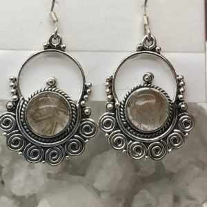 Shop Rutilated Quartz Earrings! Golden Rutilated Quartz Earrings | Natural genuine Rutilated Quartz earrings. Buy crystal jewelry, handmade handcrafted artisan jewelry for women.  Unique handmade gift ideas. #jewelry #beadedearrings #beadedjewelry #gift #shopping #handmadejewelry #fashion #style #product #earrings #affiliate #ad