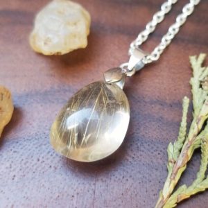 Shop Rutilated Quartz Necklaces! Golden Rutilated Quartz Necklace | Natural genuine Rutilated Quartz necklaces. Buy crystal jewelry, handmade handcrafted artisan jewelry for women.  Unique handmade gift ideas. #jewelry #beadednecklaces #beadedjewelry #gift #shopping #handmadejewelry #fashion #style #product #necklaces #affiliate #ad