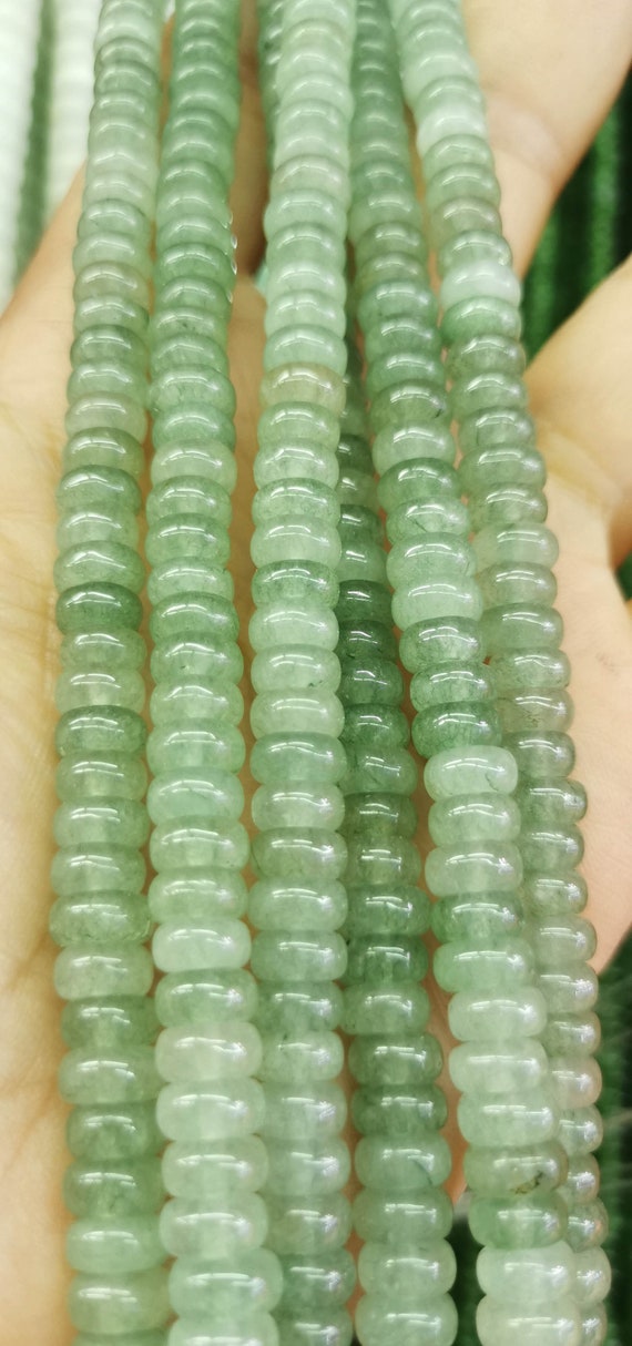 Green Aventurine Rondelle Beads - 4x6mm 5x8mm 6x10mm Green  Stone Full Strand 16inch