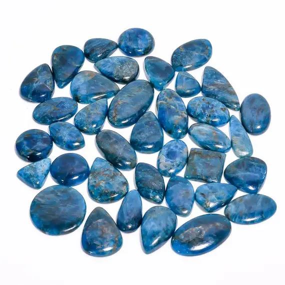 Natural Blue Apatite Cabochon Lot, Gemstone Jewelry - Blue Apatite Loose Cabochon - Gemstones - Multi Jewelry Making Stone, Loose Gemstone