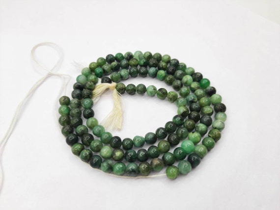 Natural Emerald 6 Mm Smooth Round Beads, 13 Inches Strand, Beautiful Green Emerald Handmade Beads For Jewelry Making, 100% Genuine Emerald