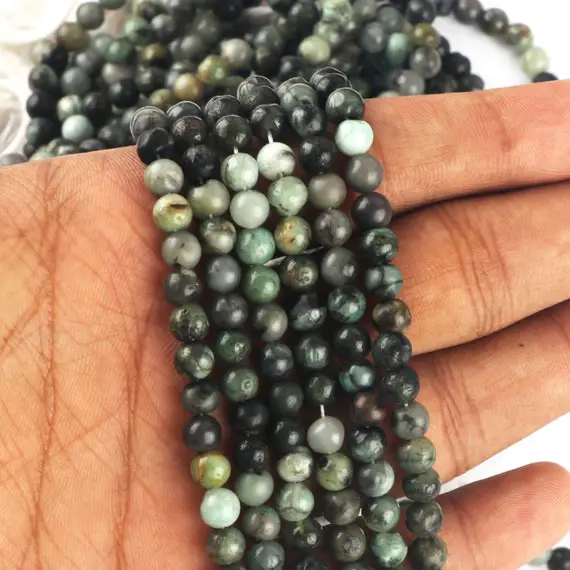 Natural Green Emerald Round Smooth Beads Necklace , Natural Emerald , Emerald Gemstone , Smooth Beads, Wholesale Beads Strand 13 Inches