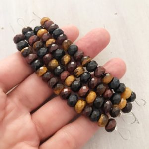 Shop Tiger Eye Rondelle Beads! natural multi-coloured tiger’s eye 8mm faceted rondelles 15 beads genuine gemstone for jewelry making GS331TI | Natural genuine rondelle Tiger Eye beads for beading and jewelry making.  #jewelry #beads #beadedjewelry #diyjewelry #jewelrymaking #beadstore #beading #affiliate #ad