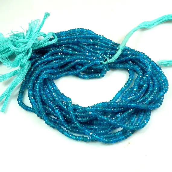 Natural Neon Apatite Faceted Rondelle Beads Aaa Quality Neon Apatite Beads, Neon Apatite Rondelle Beads Apatite Beads Strand