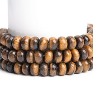Shop Tiger Eye Rondelle Beads! Natural Yellow Tiger Eye Gemstone Grade AA Rondelle 6x4mm 8x5mm Loose Beads | Natural genuine rondelle Tiger Eye beads for beading and jewelry making.  #jewelry #beads #beadedjewelry #diyjewelry #jewelrymaking #beadstore #beading #affiliate #ad