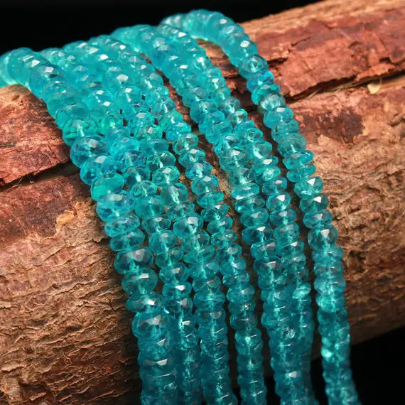 Aaa+ Natural Sky Apatite Faceted Rondelle Beads   6mm Apatite Beads   Sky Blue Apatite Beads     Blue Apatite Beads For Jewelry Making