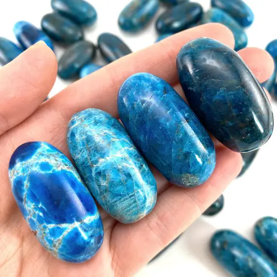 One Polished Blue Apatite, Blue Apatite Stone, Tumbled Blue Apatite, Apatite Tumble, Blue Apatite Palm Stone