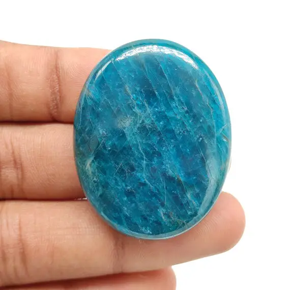 Oval Shape Apatite Cabochon 145 Carat Natural Neon Blue Apatite Cabochon Designer Neon Apatite Polished Gemstone For Pendant Jewelry M3558