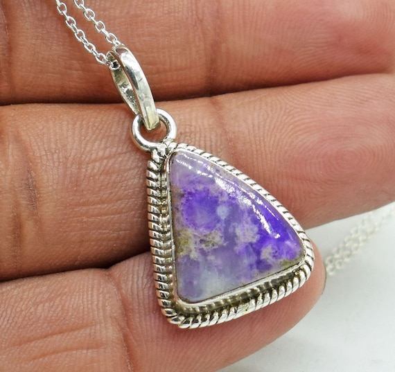 Purple Sugilite Gemstone Necklace, Natural Sugilite Pendant, South Africa Sugilite Ring, Sugilite Silver Necklace, Aaa Sugilite Necklace