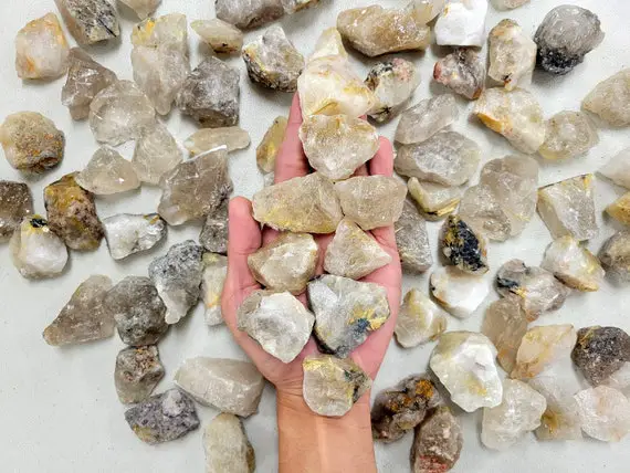 Rough Rutile Quartz Crystals - Raw Rutilated Quartz Stones Bulk For Tumbling, Crafting And Crystal Healing
