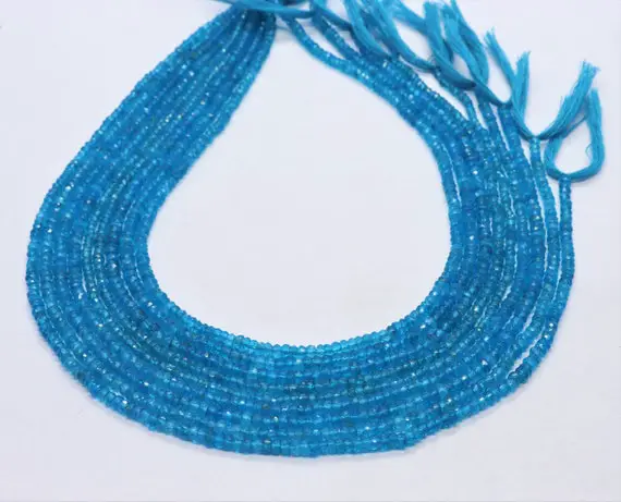 Special Offer! Aaa Natural Neon Apatite Faceted Rondelle Beads, 3-3.5 Mm Neon Apatite Rondelle Beads • See Description For Avail This Offer