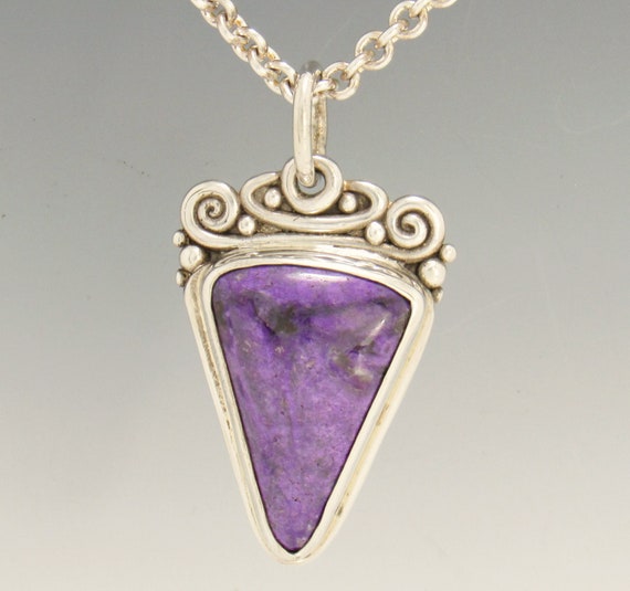 Sterling Silver 25x18 Sugilite Pendant With 20" Chain, Handmade One Of A Kind Artisan Jewelry Made In The Usa With Free Domestic Shipping!