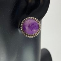 Sugilite Button Post Earrings | Natural genuine Gemstone jewelry. Buy crystal jewelry, handmade handcrafted artisan jewelry for women.  Unique handmade gift ideas. #jewelry #beadedjewelry #beadedjewelry #gift #shopping #handmadejewelry #fashion #style #product #jewelry #affiliate #ad