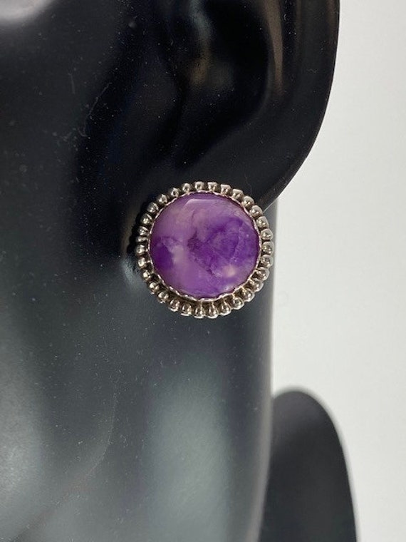 Sugilite Button Post Earrings