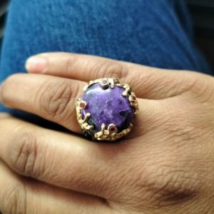 Shop Sugilite Rings! Sugilite Ring, 925 Sterling Silver Ring, Black Rhodium Plating, Gold Plated Jewellery, Birthday Gifts, Natural African Sugilite, FSJ-5079 | Natural genuine Sugilite rings, simple unique handcrafted gemstone rings. #rings #jewelry #shopping #gift #handmade #fashion #style #affiliate #ad
