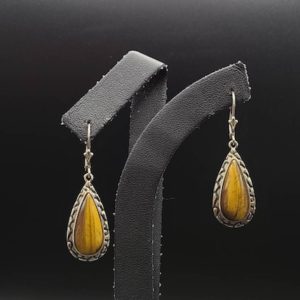 Shop Tiger Eye Earrings! Tiger's Eye Teardrop Earrings, Vintage 925 Silver Tiger's Eye Earrings Item w#2254 | Natural genuine Tiger Eye earrings. Buy crystal jewelry, handmade handcrafted artisan jewelry for women.  Unique handmade gift ideas. #jewelry #beadedearrings #beadedjewelry #gift #shopping #handmadejewelry #fashion #style #product #earrings #affiliate #ad