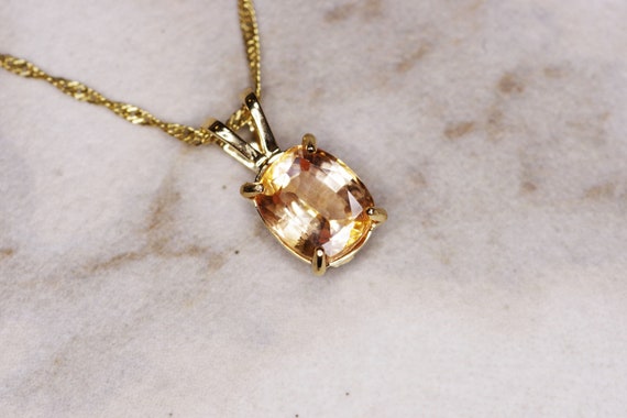Certified 1.57 Carat Golden Yellow Sapphire Necklace In 14k Yellow Gold September Birthstone Jewelry Pendant