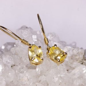 Shop Yellow Sapphire Earrings! 1.92 Carat Yellow Sapphire Earrings in 14k Yellow Gold | Natural genuine Yellow Sapphire earrings. Buy crystal jewelry, handmade handcrafted artisan jewelry for women.  Unique handmade gift ideas. #jewelry #beadedearrings #beadedjewelry #gift #shopping #handmadejewelry #fashion #style #product #earrings #affiliate #ad